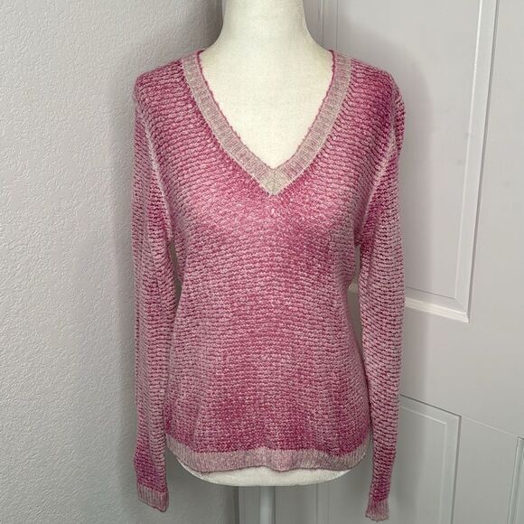 NWT Avant Toi STITCH V NECK Sweater Dark Rose Small Cotton/Linen - Picture 12 of 12